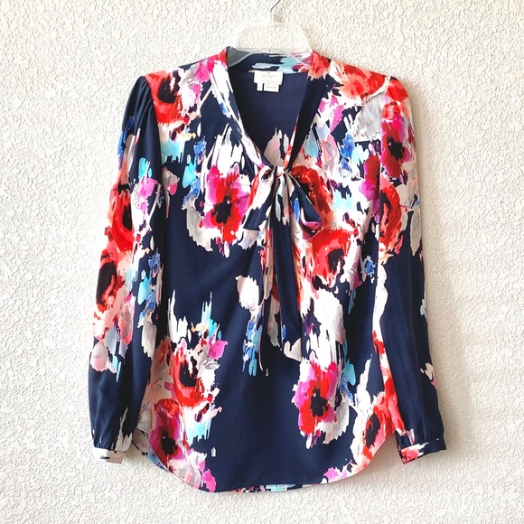 kate spade Tops - Kate Spade Hazy Floral Reade Silk Bow Tie Blouse